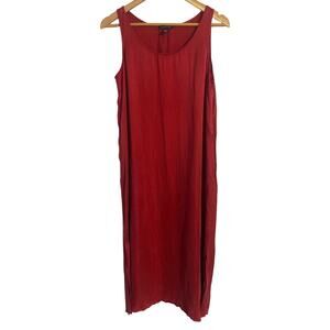 Eileen Fisher midi dress women’s size XXS red cupro silky soft flowy oversized